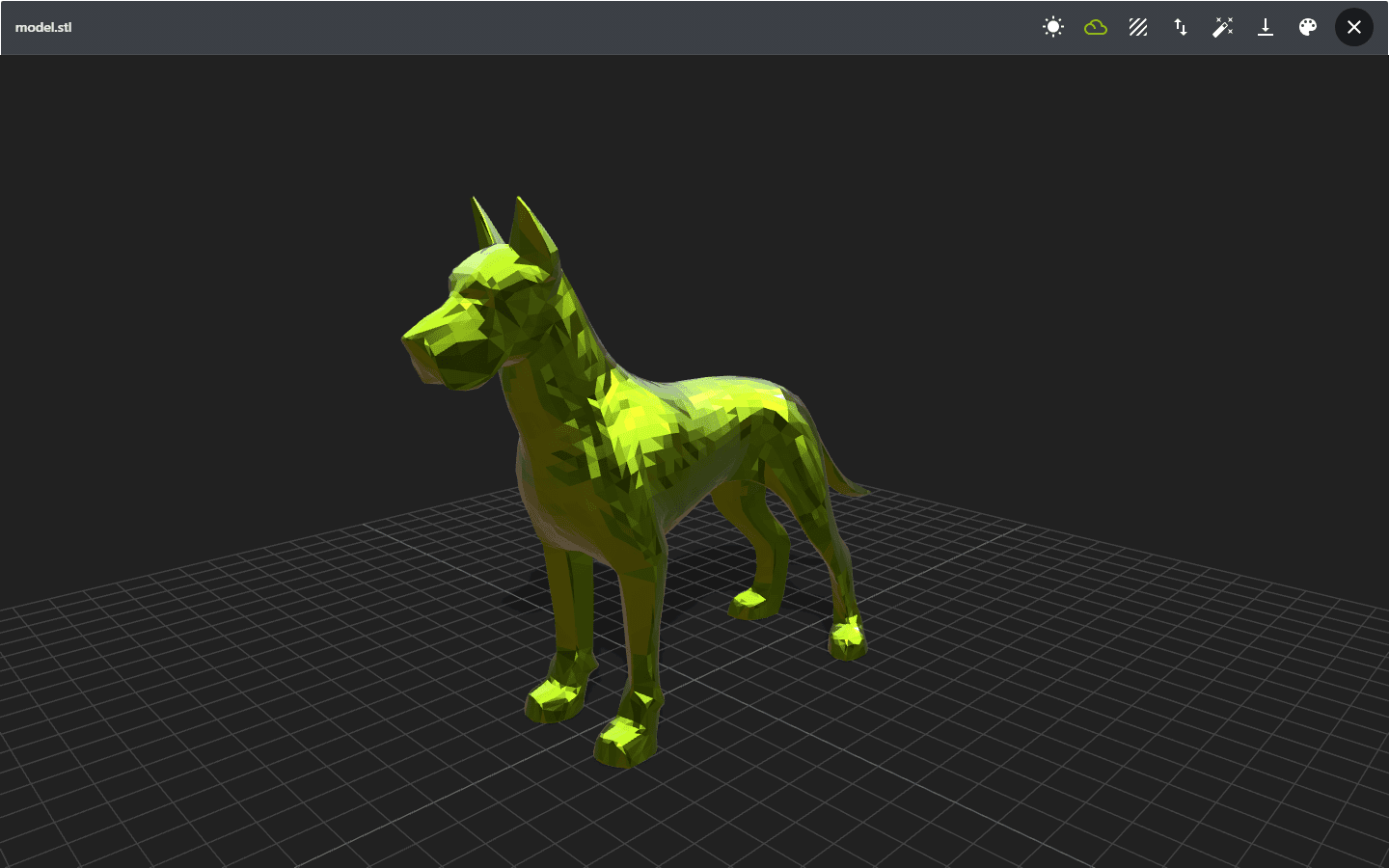 Cotton 3D model preview rotating an STL bracket file in the browser
